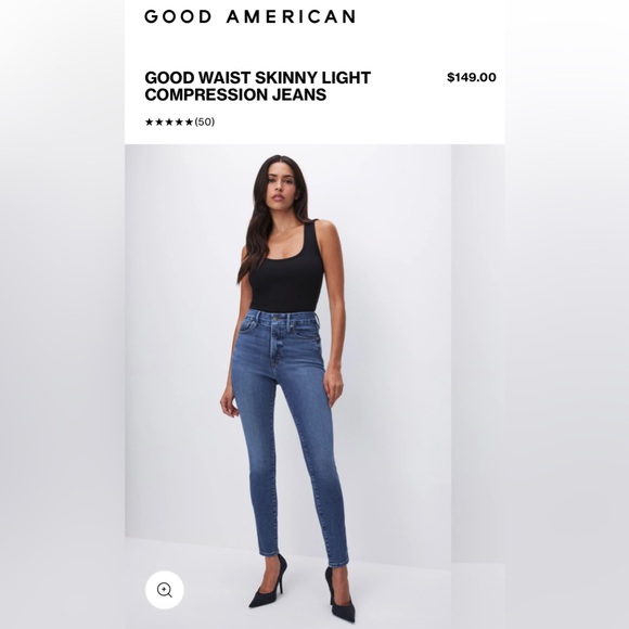 $149 GOOD AMERICAN Good Waist Made In USA Jeans Womens 22 Ankle 35x25” High-rise - Picture 2 of 15